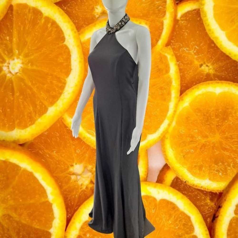 Splash Black Dress w Beautiful Beaded Choker Collar Size 6‎